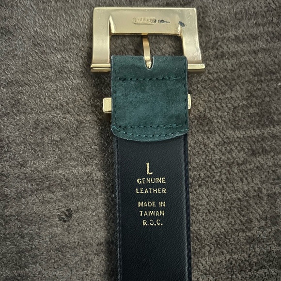 Limited Express Belt L Green Suede Gold Chunky Buckle Vintage Soft - Picture 5 of 5